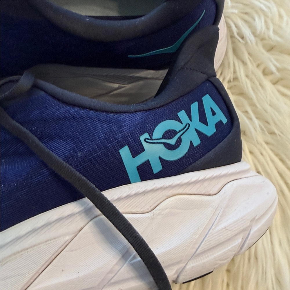 Hoka Men's Blue and White Athletic Shoes size 13D very good condition see photos - Picture 2 of 12